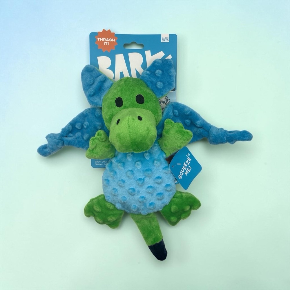BarkBox Humbert The Dragon Squeaky Crinkly‎ Soft Plush Dog Toy 13"
